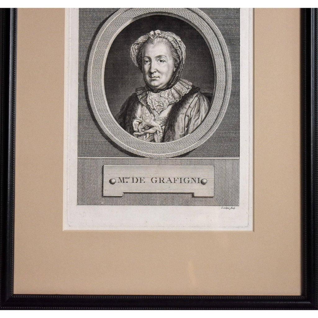 Pierre Charles Lévêque engraving portrait of Françoise de Graffigny Winckelmann Gallery