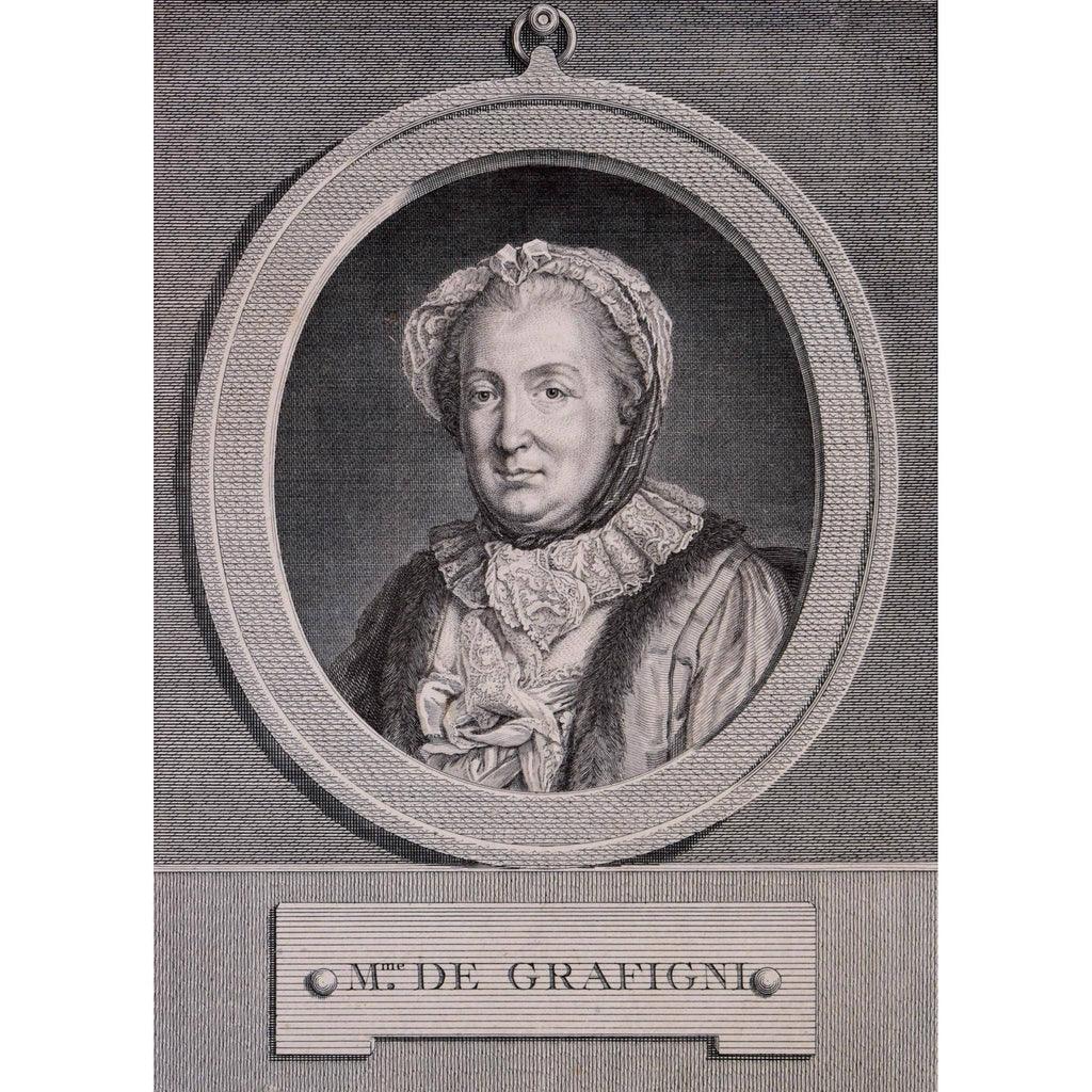 Pierre Charles Lévêque engraving portrait of Françoise de Graffigny Winckelmann Gallery