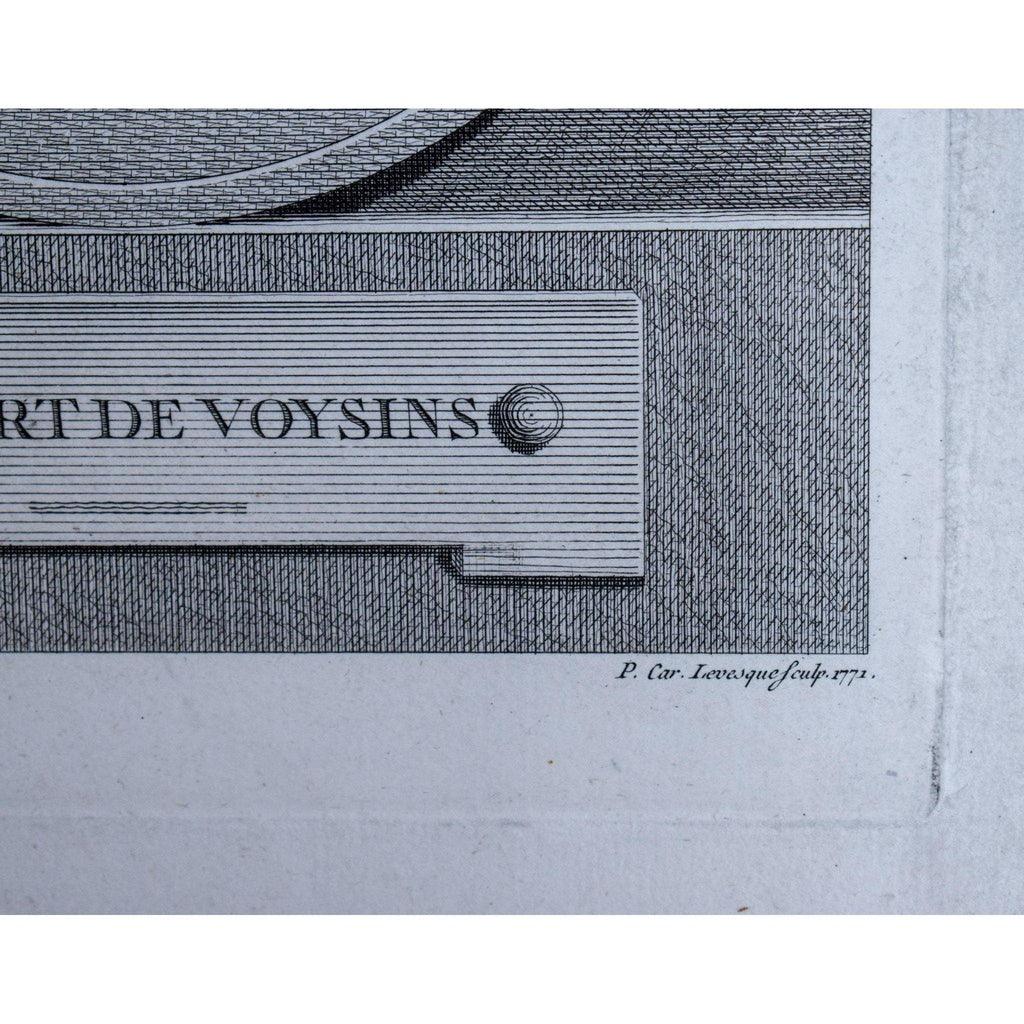 Pierre Charles Leveque artist signature engraving detail