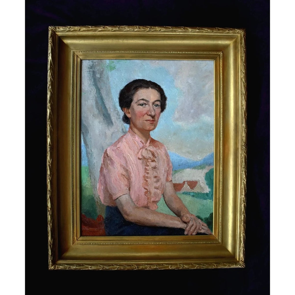 Mazaleyrat portrait of woman outdoors c.1930 French interwar art
