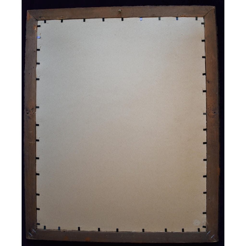 Verso back of T. Simon 1903 pastel showing frame construction
