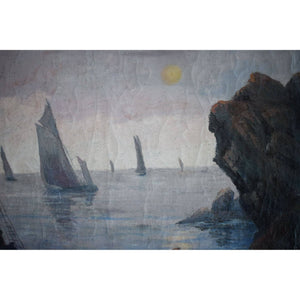 René Lacaze oil painting depicting a coastal landscape with sailing boats Winckelmann Gallery