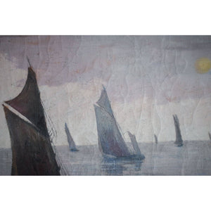 René Lacaze oil painting depicting a coastal landscape with sailing boats Winckelmann Gallery