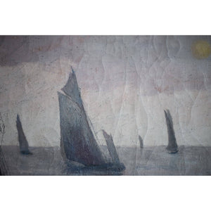 René Lacaze oil painting depicting a coastal landscape with sailing boats Winckelmann Gallery