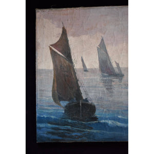 René Lacaze oil painting depicting a coastal landscape with sailing boats Winckelmann Gallery