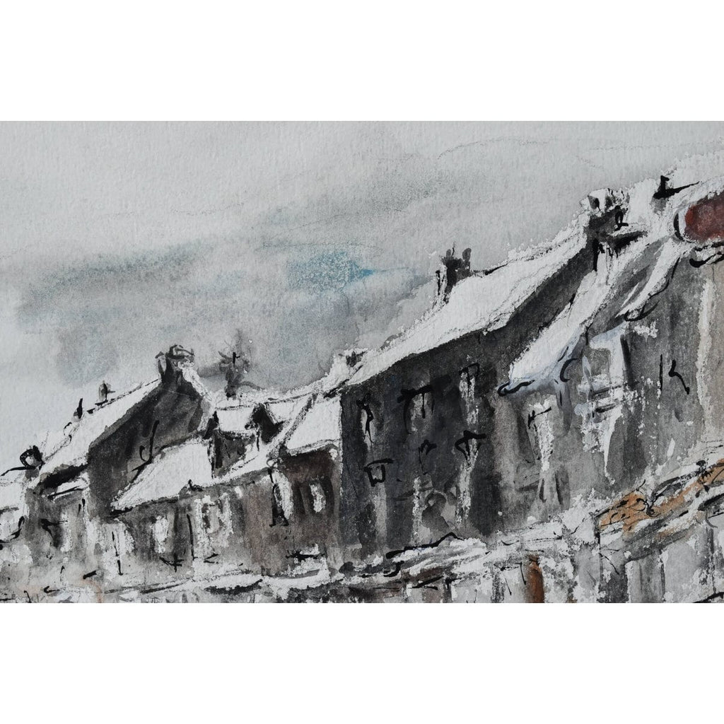 Detail view of expressive brushwork winter atmosphere French artist
