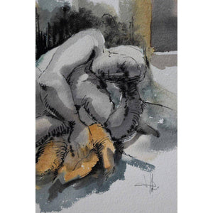 Roger Coppe watercolour painting depicting a nude female figure Winckelmann Gallery