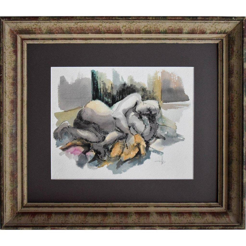 Roger Coppe nude female figure watercolour Belgian expressionist art
