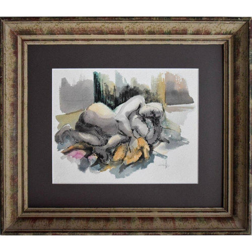 Roger Coppe nude female figure watercolour Belgian expressionist art
