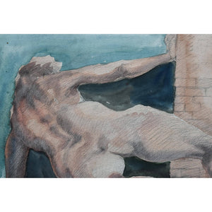 Roger Coppe watercolour painting depicting a nude figure on the wall Winckelmann Gallery