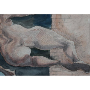 Roger Coppe watercolour painting depicting a nude figure on the wall Winckelmann Gallery