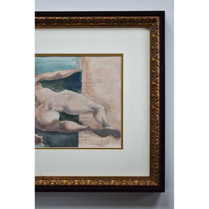 Roger Coppe watercolour painting depicting a nude figure on the wall Winckelmann Gallery