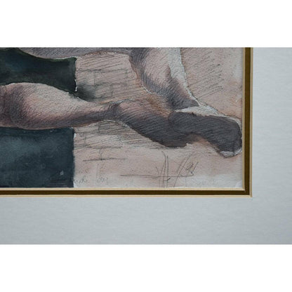 Roger Coppe watercolour painting depicting a nude figure on the wall Winckelmann Gallery