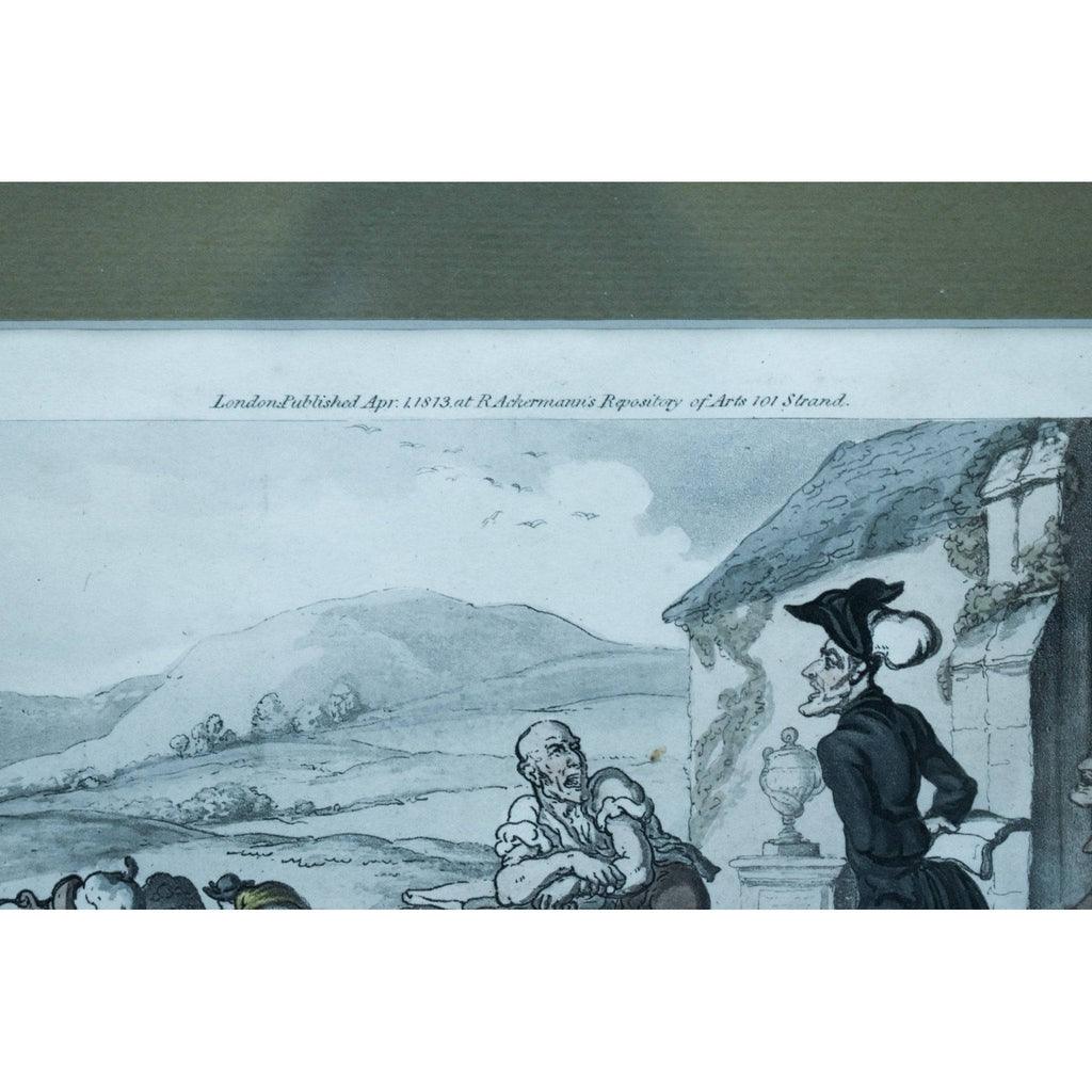 Thomas Rowlandson etching print Framed view Thomas Rowlandson Doctor Syntax 1813 aquatint etching

