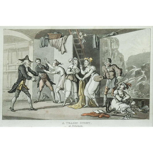 Thomas Rowlandson 1812 Tragic Story Avignon hand-coloured aquatint