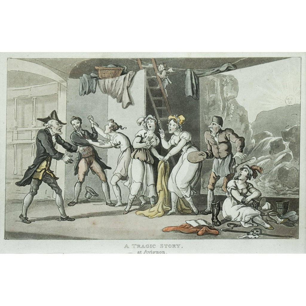 Thomas Rowlandson 1812 Tragic Story Avignon hand-coloured aquatint
