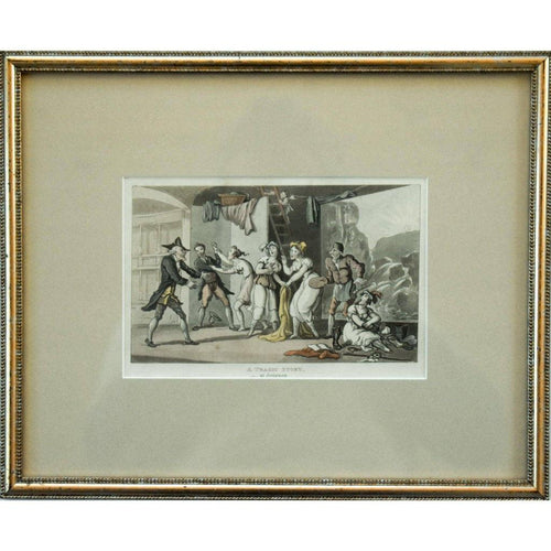 Rowlandson Avignon dramatic scene hand-coloured etching 1812