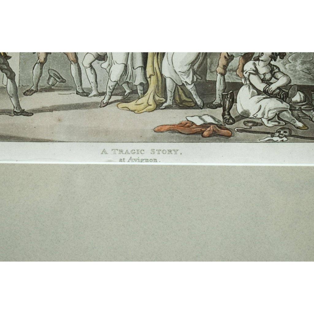 Detail inscription and title Rowlandson 1812 Avignon print