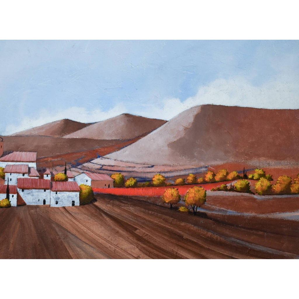 Detail view of Provençal landscape brushwork Serge Devic c.1990
