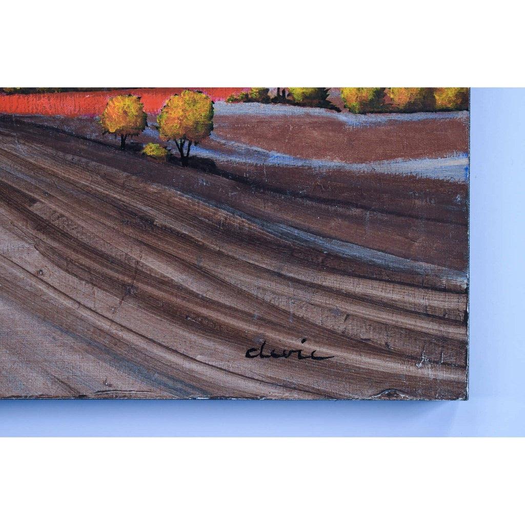 Artist signature detail Serge Devic lower right corner Provence landscape
