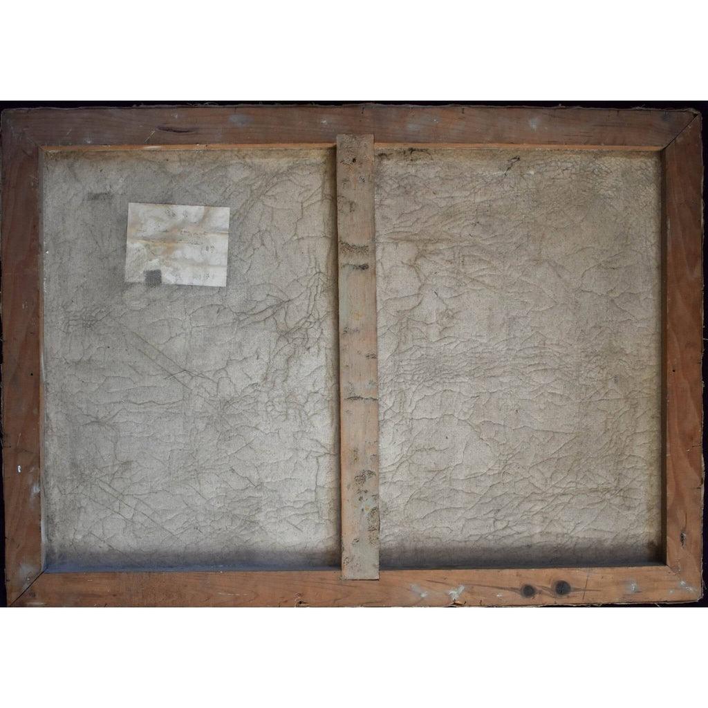 Verso back of Stéphane Cara painting showing canvas and stretcher
