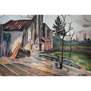 Stéphane Cara oil painting depicting a landscape with a chapel Winckelmann Gallery