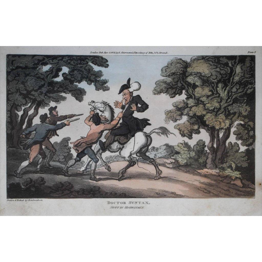 Doctor Syntax stopped by highwaymen Rowlandson plate 3 1813