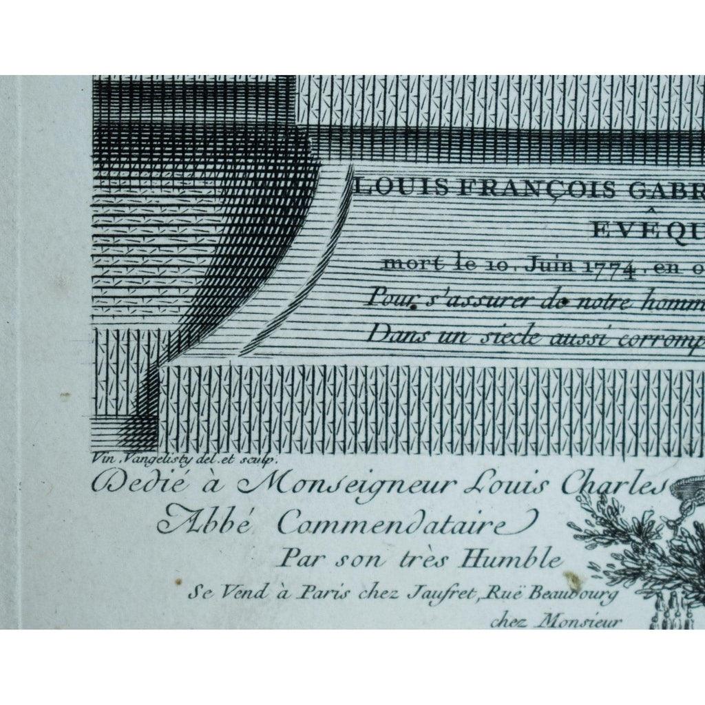 Detail of inscription and artist signature Vincenzio Vangelisti 1780
