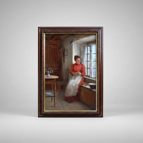William Eadie woman in red dress domestic interior St Ives artist
