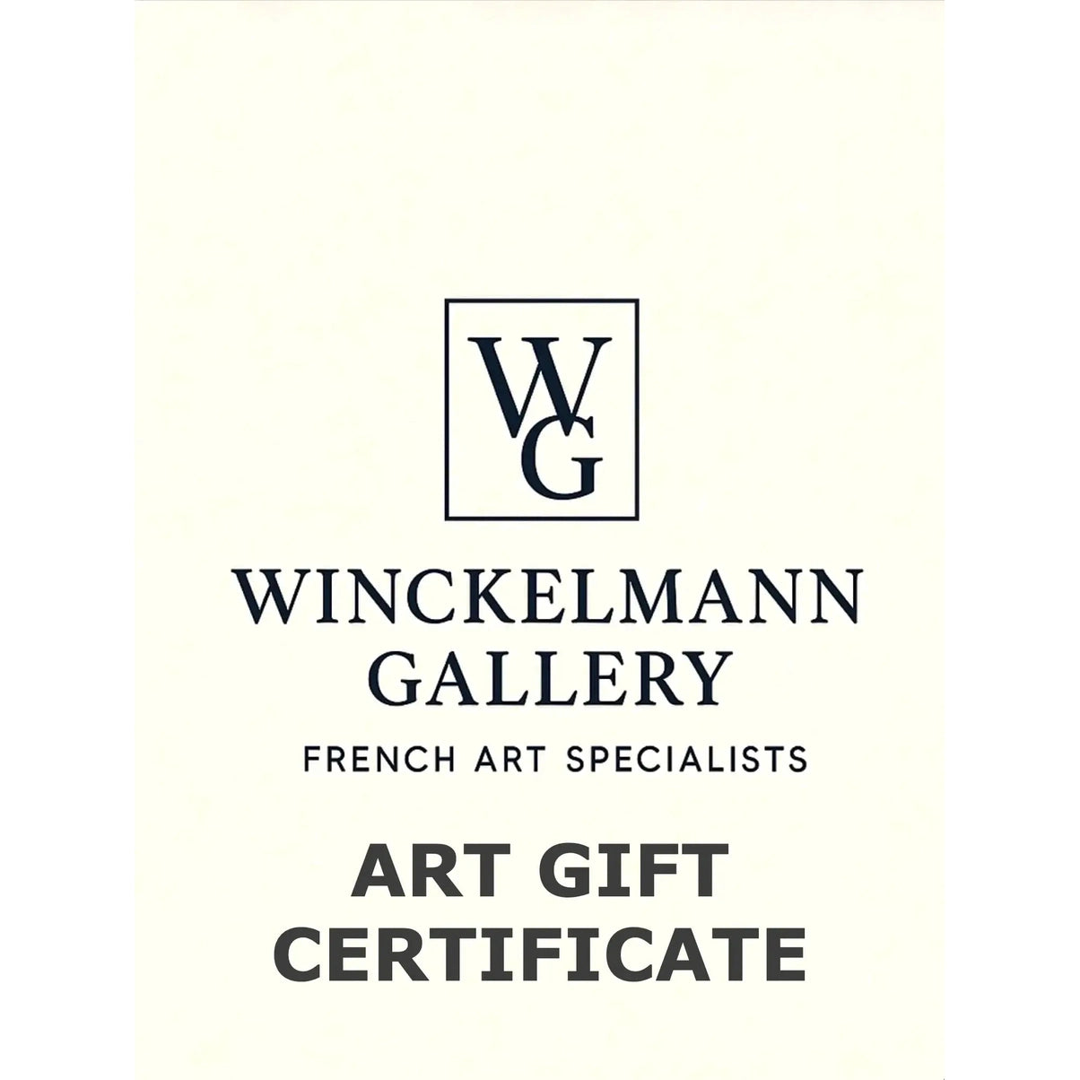 Winckelmann Gallery art gift certificate for French and European art from 17th-20th century
