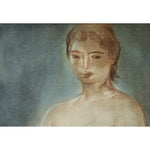 Vintage drawing, nude figure woman, pastel painting original 1960, by Louis Muhlstock, for sale at Winckelmann Gallery