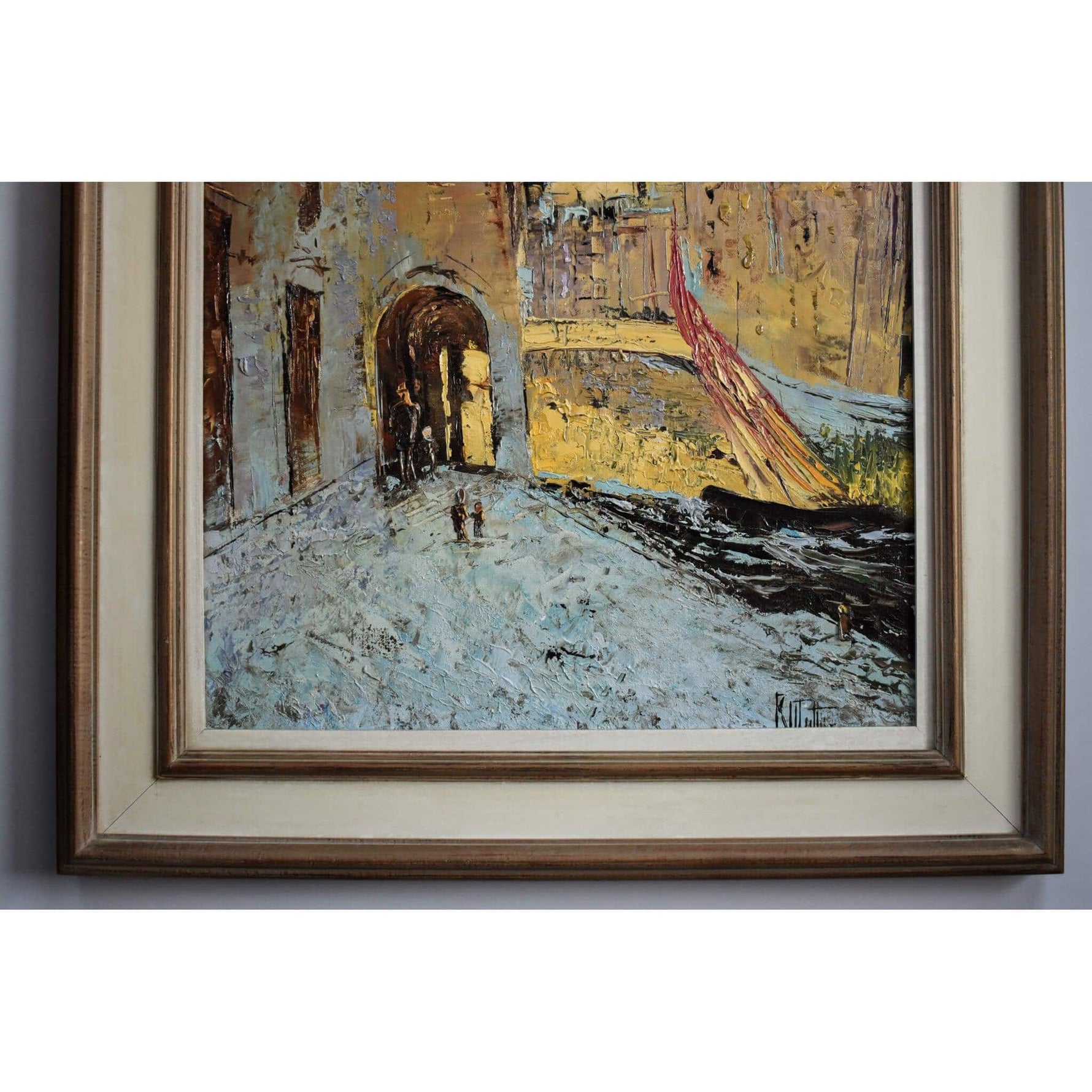 Vintage landscape oil painting, Venice view original 1973, by Otto Rut, for sale at Winckelmann Gallery