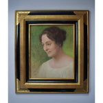 Antique portrait pastel painting, woman with blue eyes original 1919, by Paul Beckert, for sale at Winckelmann Gallery