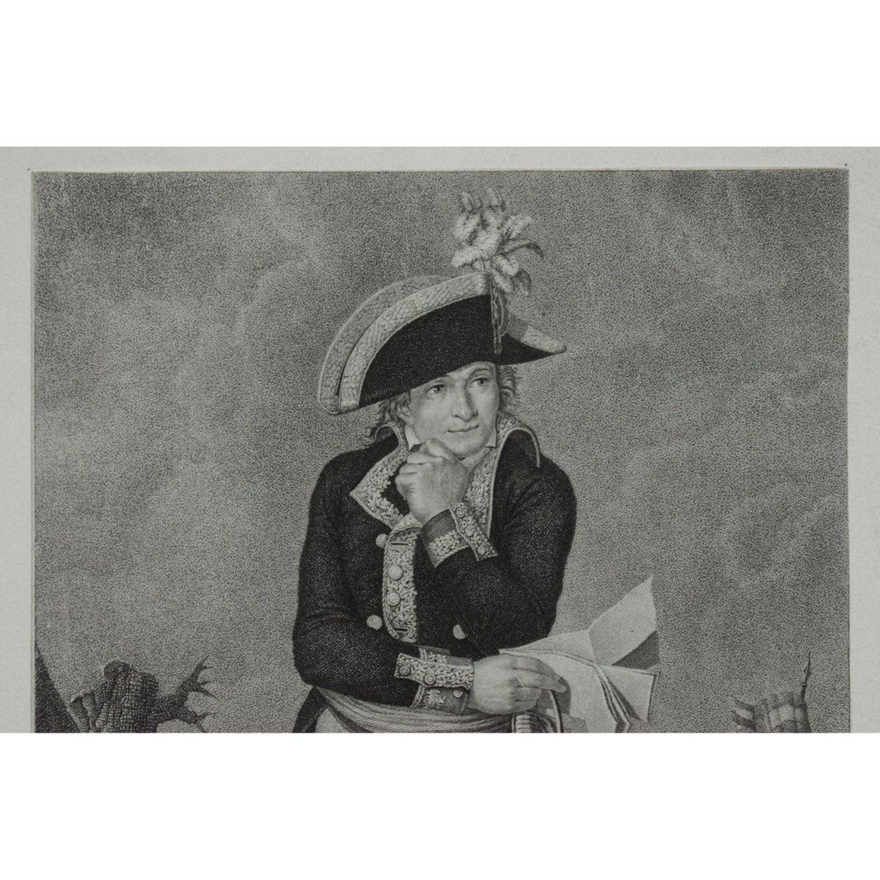 Antique portrait engraving French Revolution General Pichegru circa 1798 by Philippe Lefevre for sale at Winckelmann Gallery