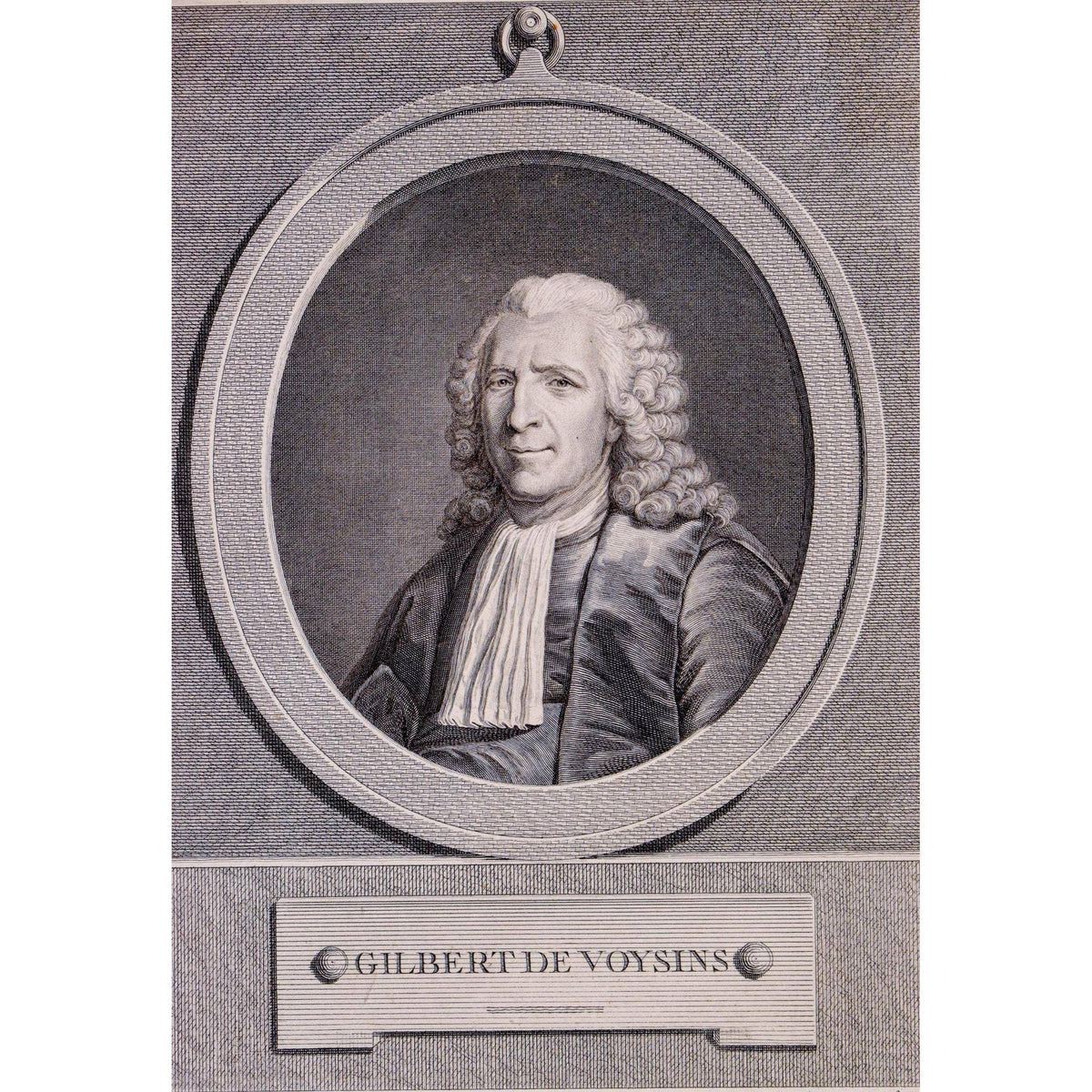 Antique portrait etching Gilbert de Voisins original 1771 by Pierre Charles Leveque for sale at Winckelmann Gallery