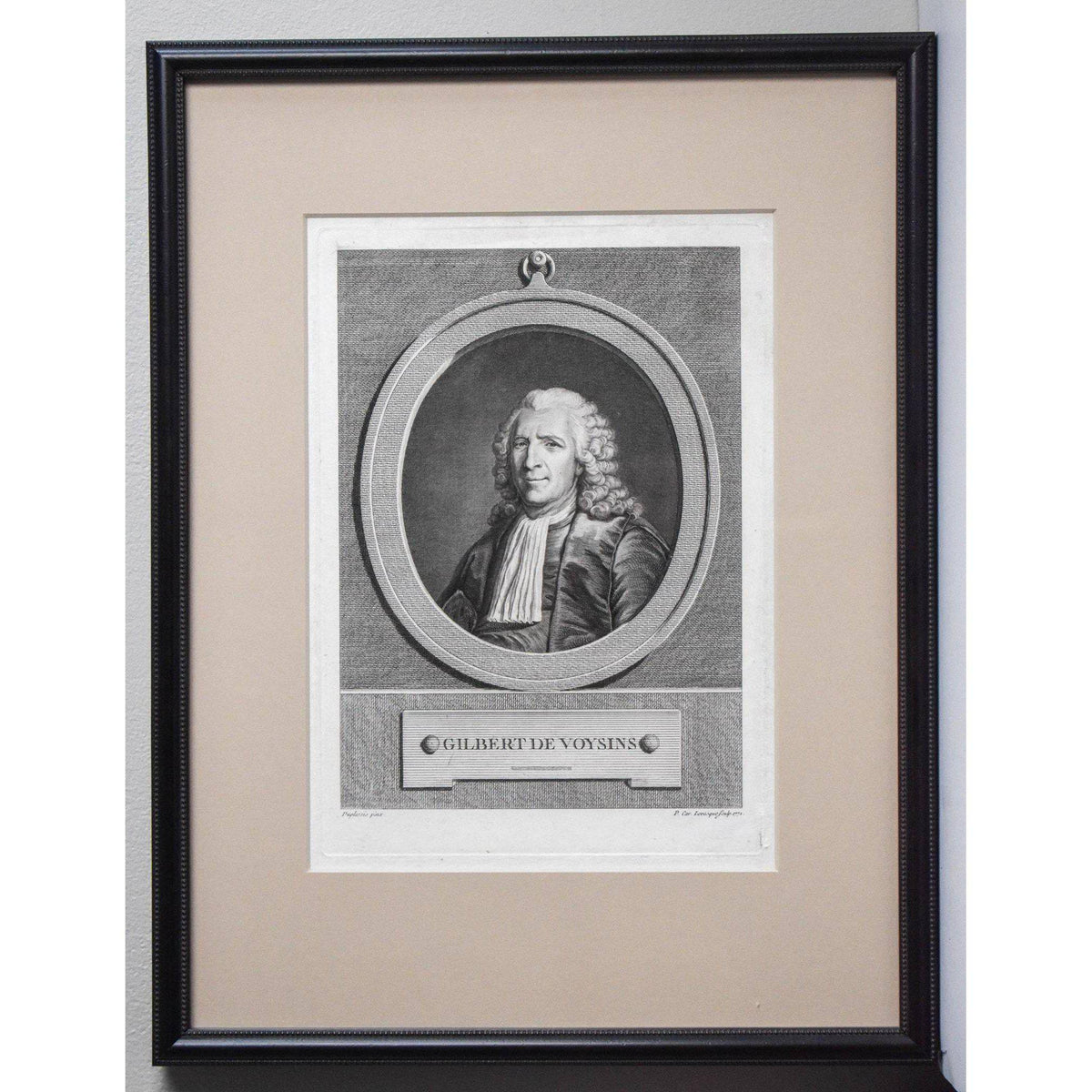 Antique portrait etching Gilbert de Voisins original 1771 by Pierre Charles Leveque for sale at Winckelmann Gallery