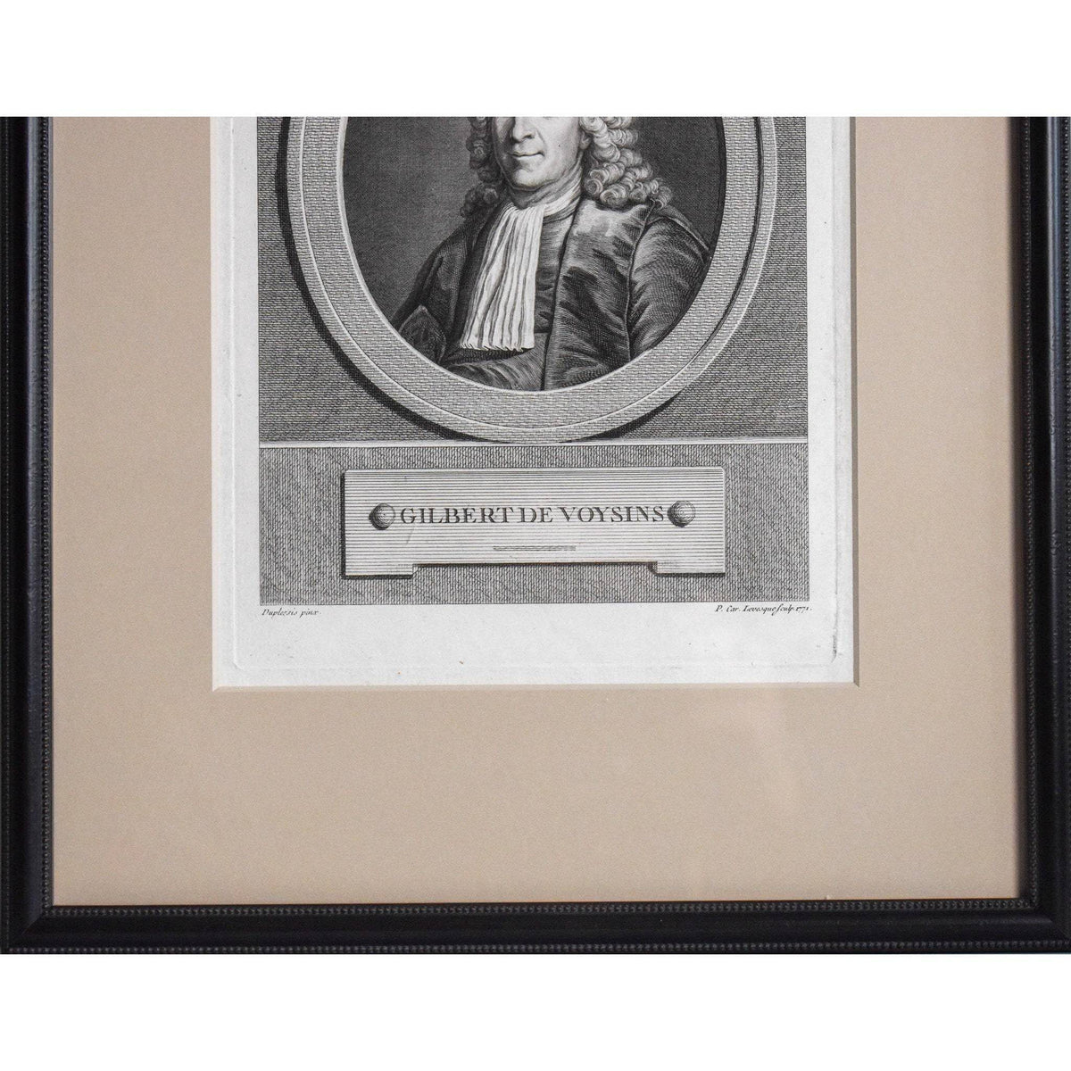 Antique portrait etching Gilbert de Voisins original 1771 by Pierre Charles Leveque for sale at Winckelmann Gallery