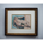 Modern watercolour painting nude figure original 1991 expressionist art by Roger Coppe for sale at Winckelmann Gallery