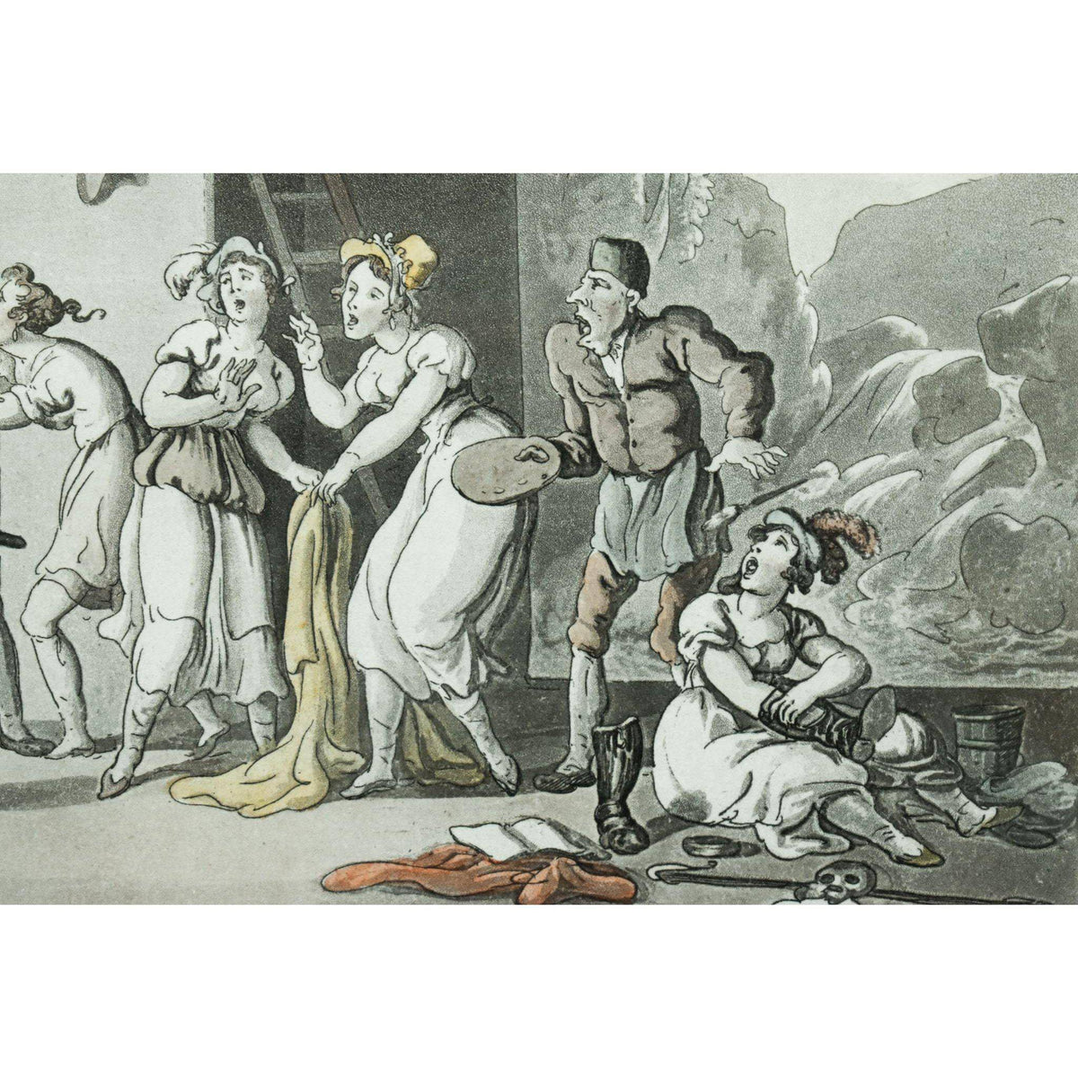 Thomas Rowlandson etching hand-coloured entitled A Tragic Story at Avignon original 1812 for sale at Winckelmann Gallery