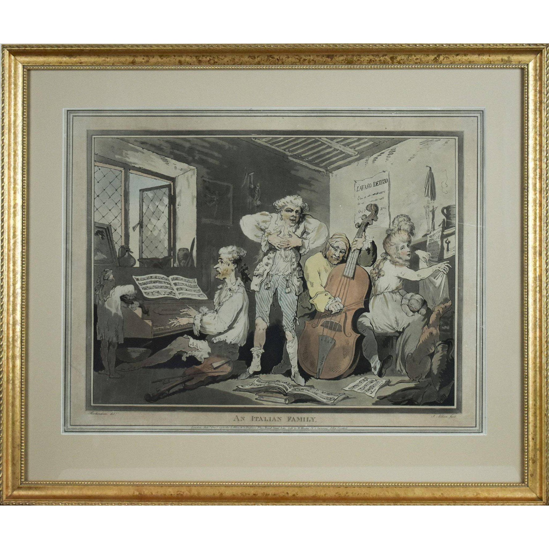 Thomas Rowlandson etching aquatint entitled An Italian Family original 1785 for sale at Winckelmann Gallery