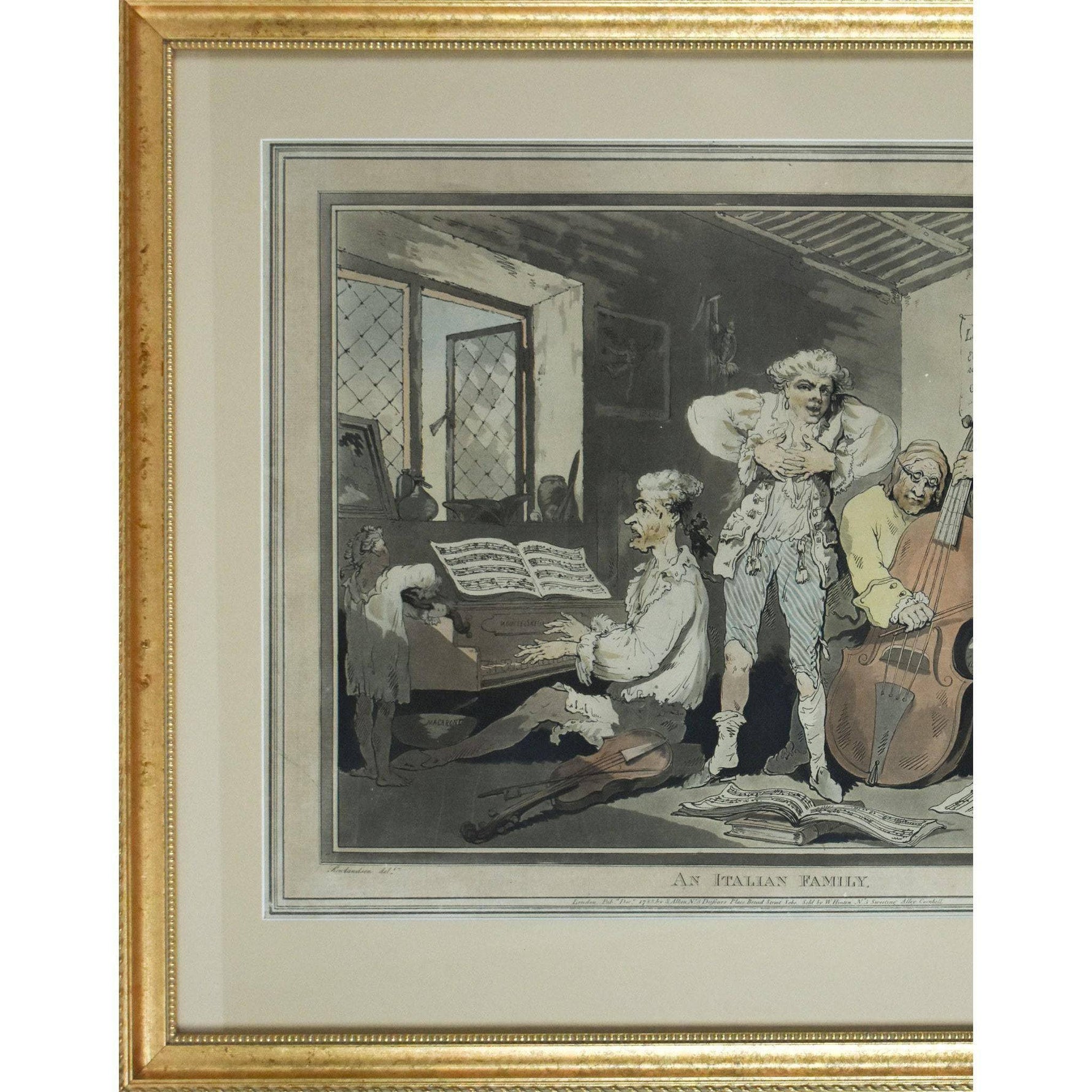 Thomas Rowlandson etching aquatint entitled An Italian Family original 1785 for sale at Winckelmann Gallery