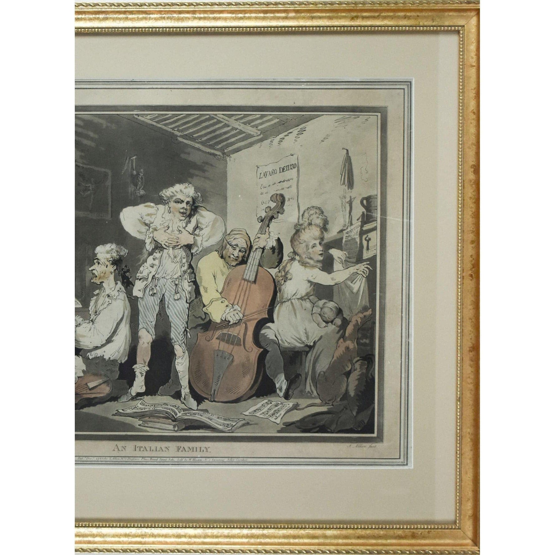 Thomas Rowlandson etching aquatint entitled An Italian Family original 1785 for sale at Winckelmann Gallery