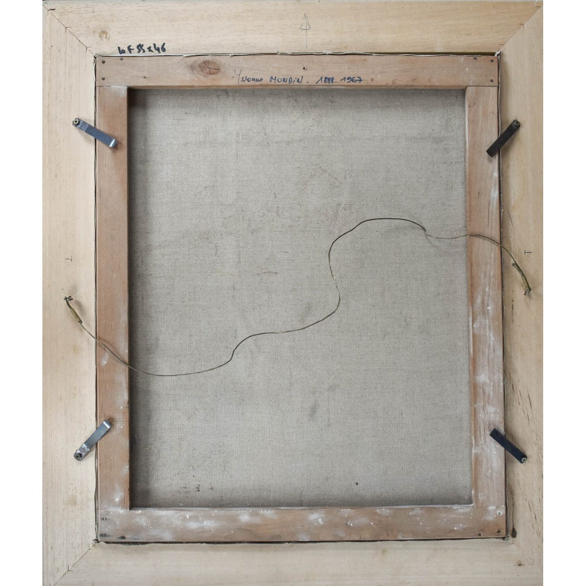 Verso back of Mondin painting showing canvas France c.1930
