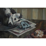 Still life oil painting with marionettes, Art Deco style circa 1925 by Albert Brabo, for sale at Winckelmann Gallery