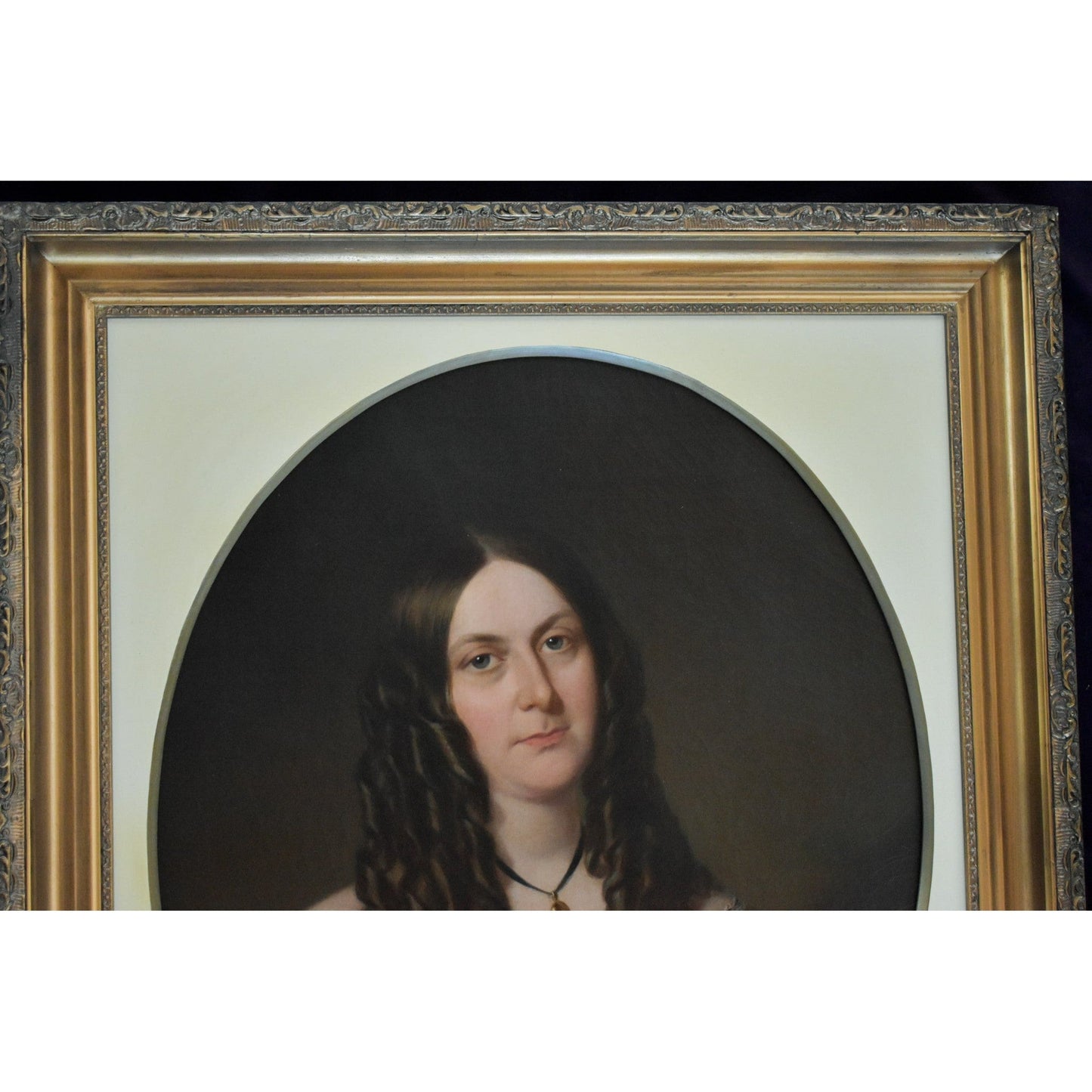 Antique portrait oil painting Charlotte Waddell New York socialite 1867 by Arthur Miles for sale at Winckelmann Gallery