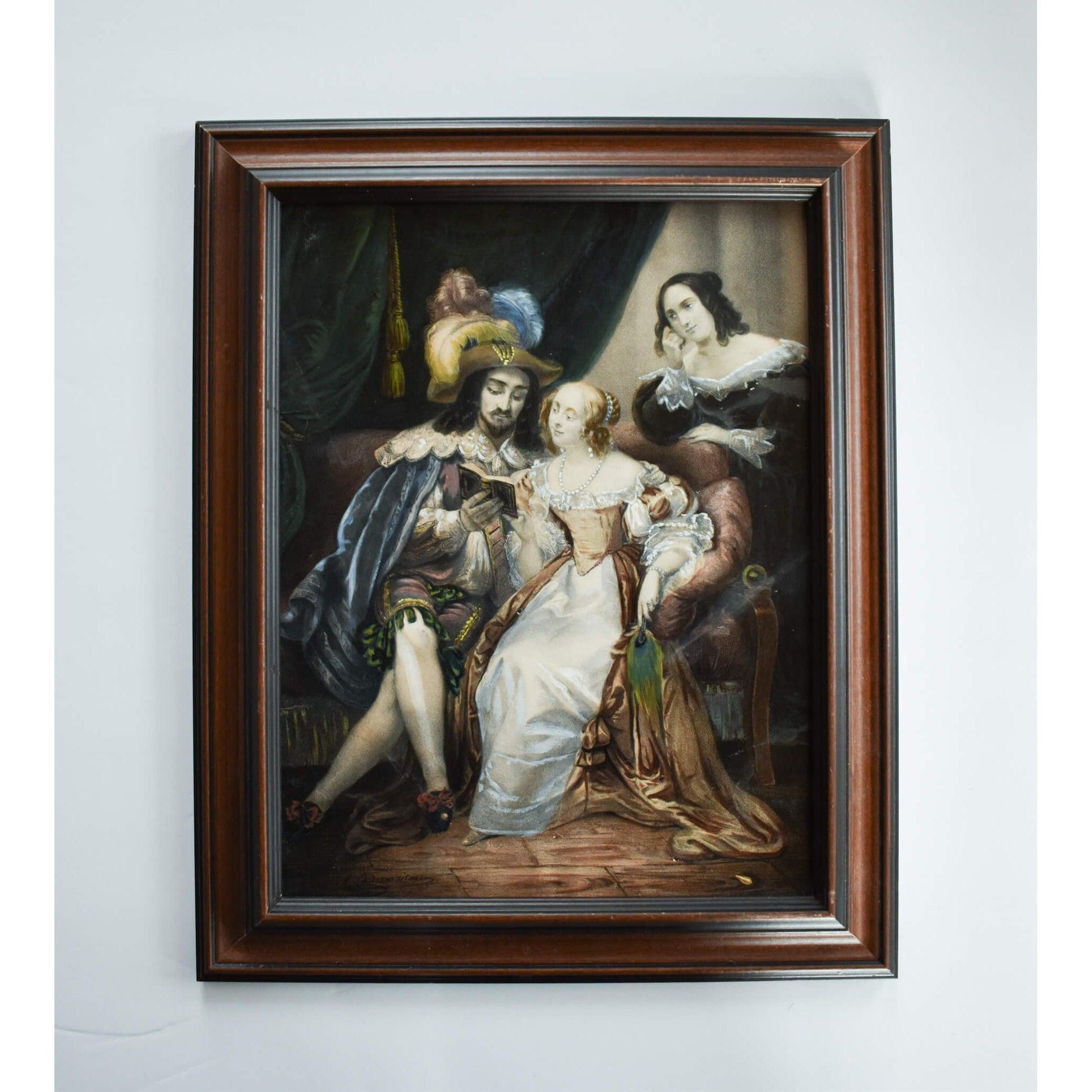 Antique original chromolithograph genre scene, signed and dated 1834 by Émile Desmaisons. For sale at Winckelmann Gallery.