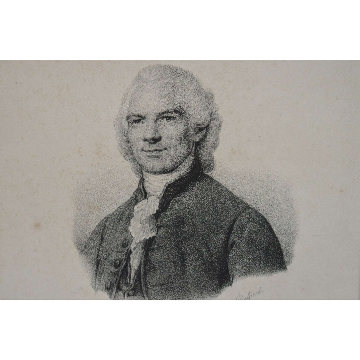 Antique print lithograph portrait of French poet Jacques Delille, by Francois Delpech, for sale at Winckelmann Gallery