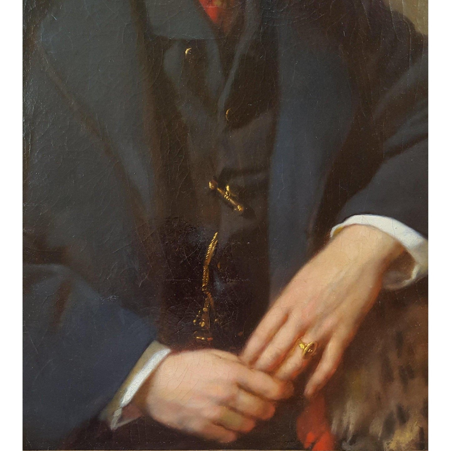 Antique portrait oil painting gentleman leopard skin 1863 by Franz Sterrer for sale at Winckelmann Gallery