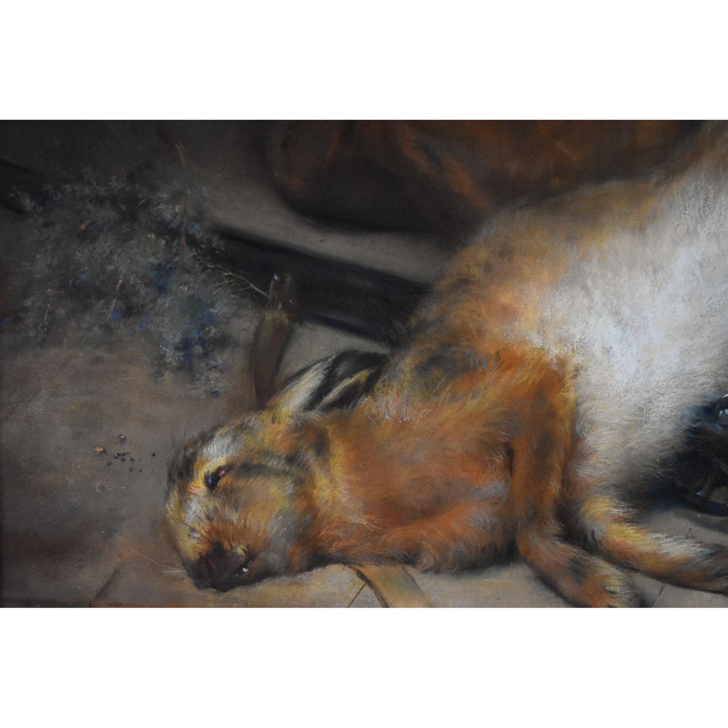 Antique still life painting pastel hare circa 1900 by Michel Fronti for sale at Winckelmann Gallery