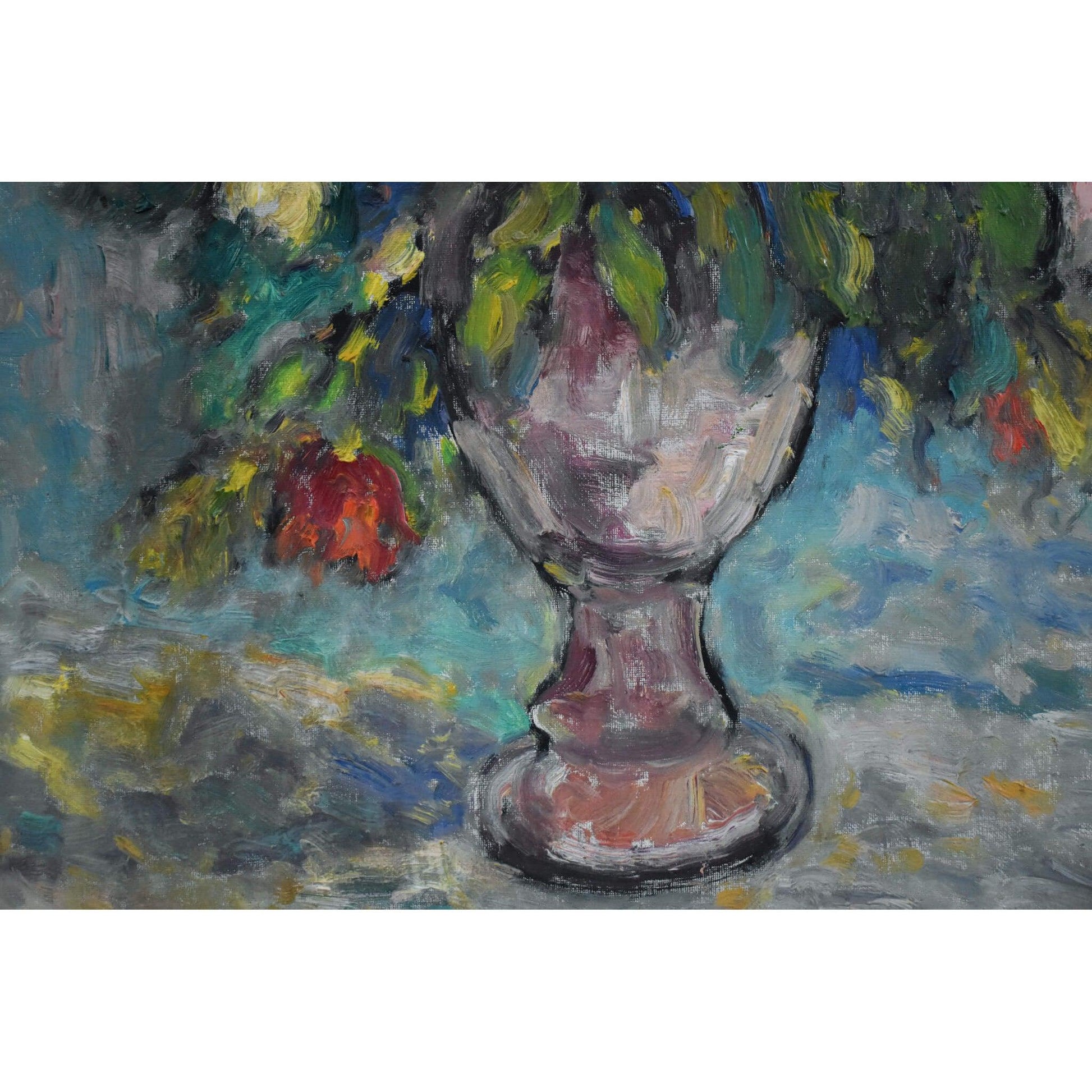 Still life oil painting flowers bouquet vase circa 1950 by Nathan Gutman for sale at Winckelmann Gallery